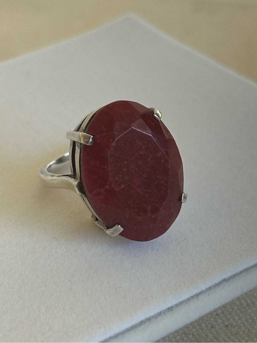 Deep Red Statement Cocktail Ring - Bold Oval Gem